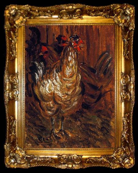framed  Jozsef Rippl-Ronai Cock and Hens, ta009-2